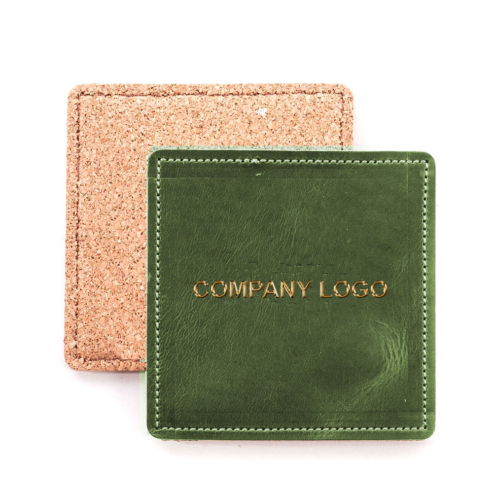 Green Leather Coaster Sets WAUGREEN33