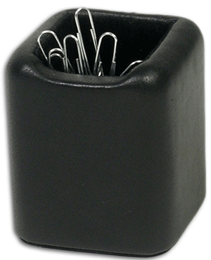 Black Leather Paper Clip Holder