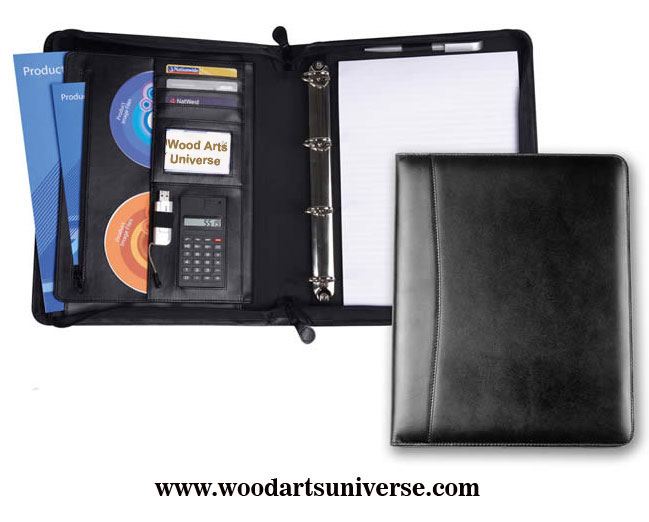 Zipped Ring Binder Leather  Portfolio WAUCUST54234