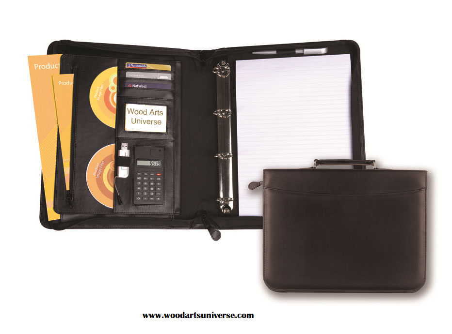 Zipped Ring Binder Leather  Portfolio WAUCUST51239