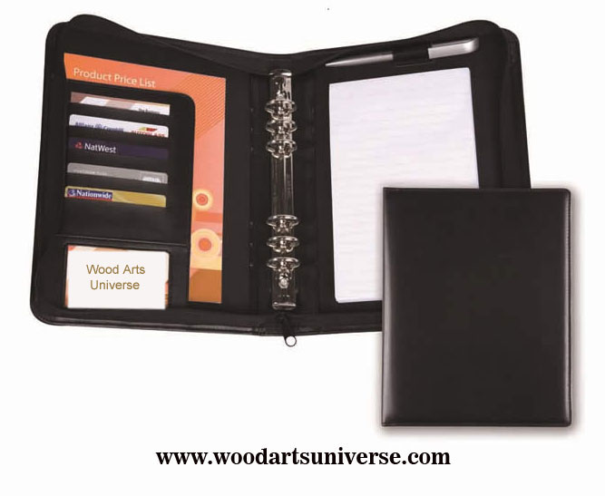 Leatherette Zippered Ring Binder Portfolio  WAUCUST5429