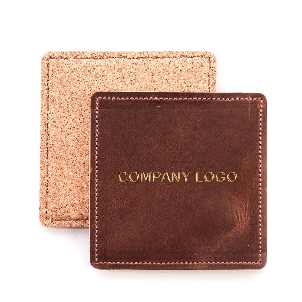 Chocolate Brown Leather Coaster Sets WAUGRW33C