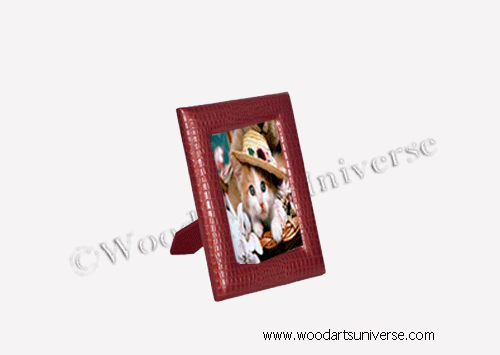 Leather Picture Frame, Red Croco, 5 x 7 Inch